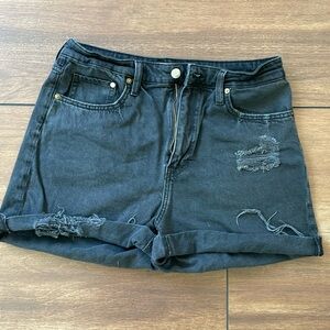 & denim by H&M black cutoff distressed shorts, size 10